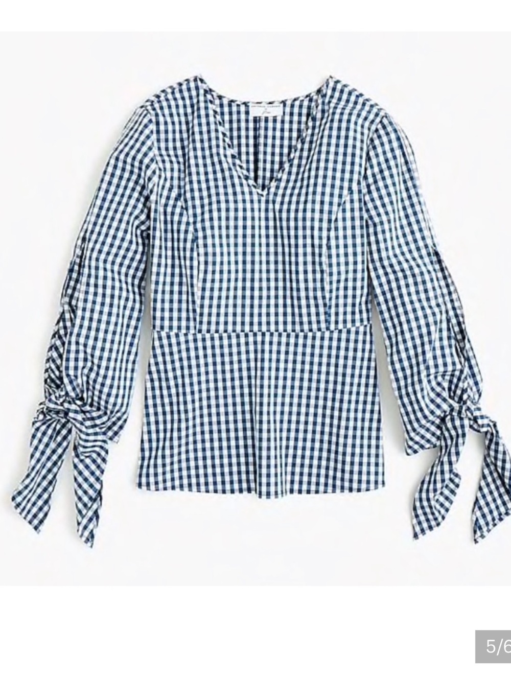 J. Crew Navy Universal Standard Gingham tie-sleeve top